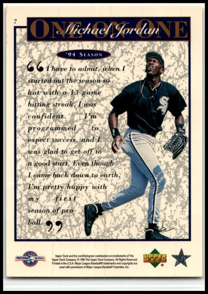 1995 Upper Deck Minor League Michael Jordan One On One #7 Michael Jordan Barons