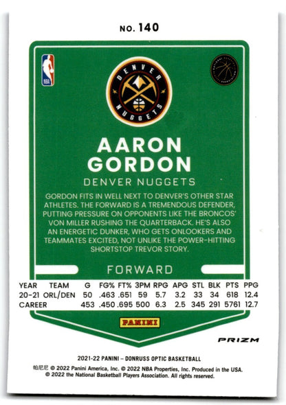 2021-22 Donruss Optic Purple Aaron Gordon Denver Nuggets #140