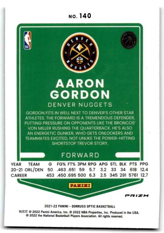2021-22 Donruss Optic Purple Aaron Gordon Denver Nuggets #140