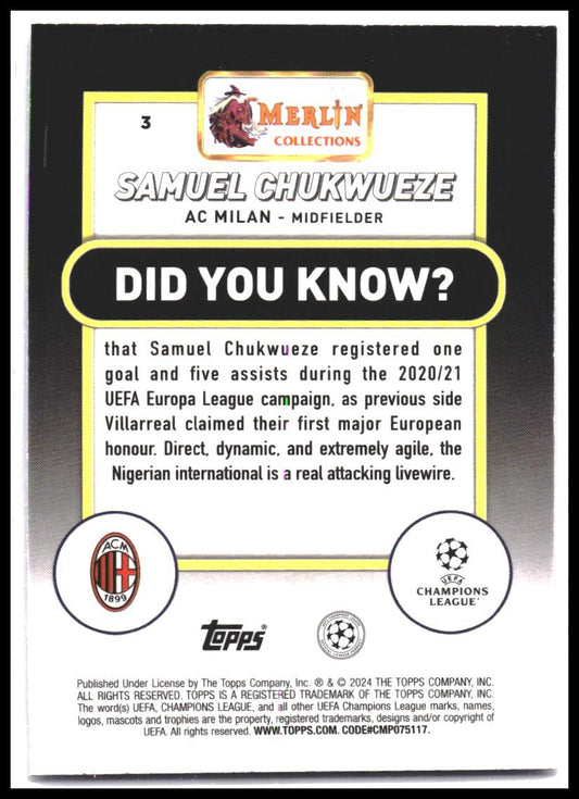2023-24 Merlin UEFA Club Competitions #3 Samuel Chukwueze