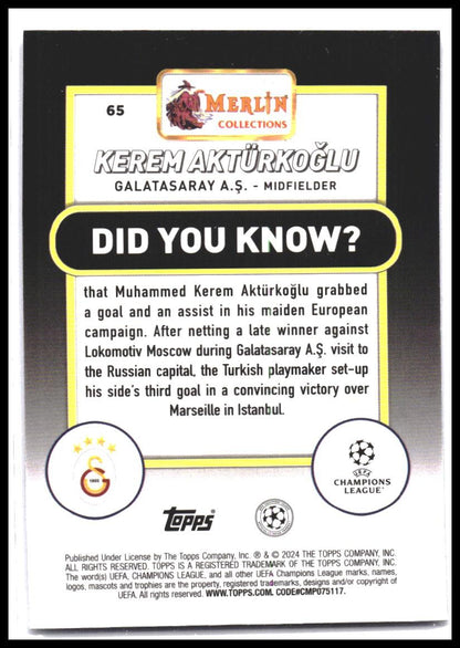 2023-24 Merlin UEFA Club Competitions #65 Kerem Aktürkoğlu