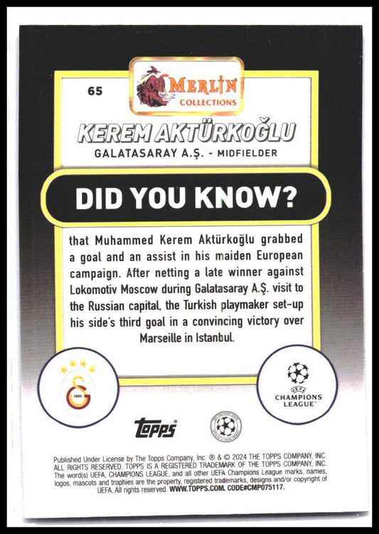2023-24 Merlin UEFA Club Competitions #65 Kerem Aktürkoğlu