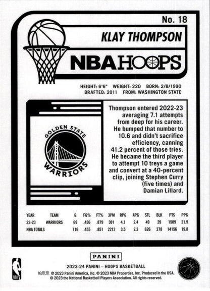 2023-24 Hoops Winter #18 Klay Thompson Golden State Warriors