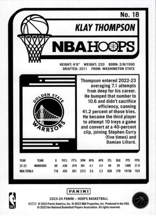 2023-24 Hoops Winter #18 Klay Thompson Golden State Warriors