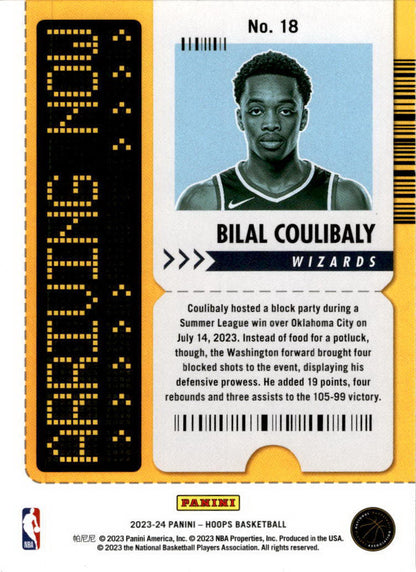 2023-24 Hoops Arriving Now #18 Bilal Coulibaly Washington Wizards