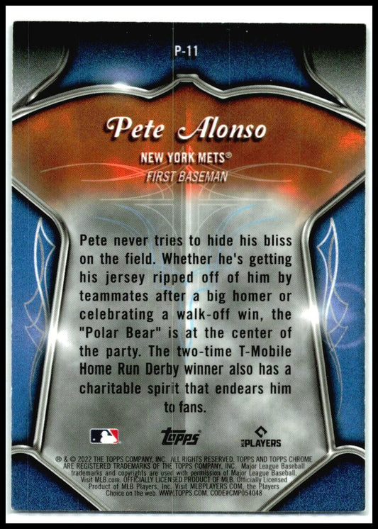 2022 Topps Chrome Pinstriped #P-11 Pete Alonso New York Mets