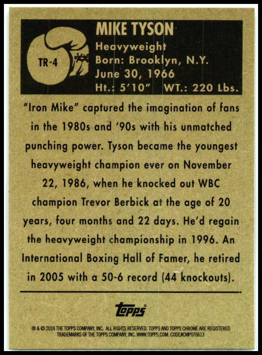 2024 Topps Chrome Boxing 1951 Topps Ringside Boxing #TR-4 Mike Tyson