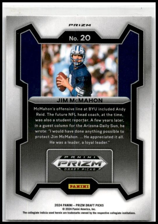 2024 Panini Prizm Draft Picks Purple Wave #20 Jim McMahon Bears