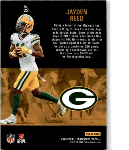 2023 Panini Contenders Rookie Stallions #22 Jayden Reed Green Bay Packers