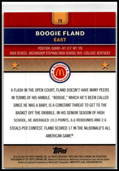 2024 Topps Chrome McDonald's All-American #29 Boogie Fland