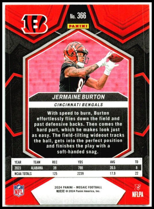 2024 Panini Mosaic #366 Jermaine Burton Rookie Cincinnati Bengals