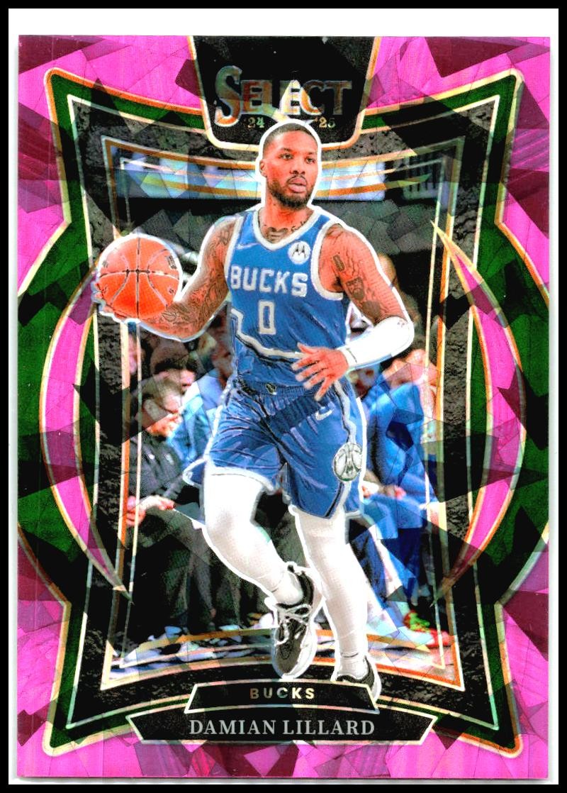 2024-25 Panini Select Pink Cracked Ice Prizm #55 Damian Lillard Bucks