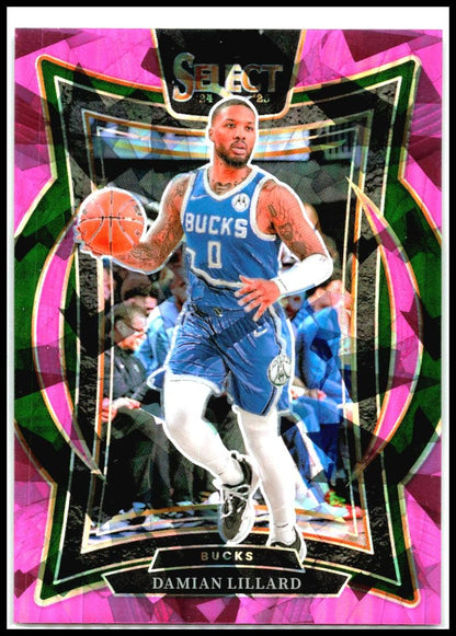 2024-25 Panini Select Pink Cracked Ice Prizm #55 Damian Lillard Bucks