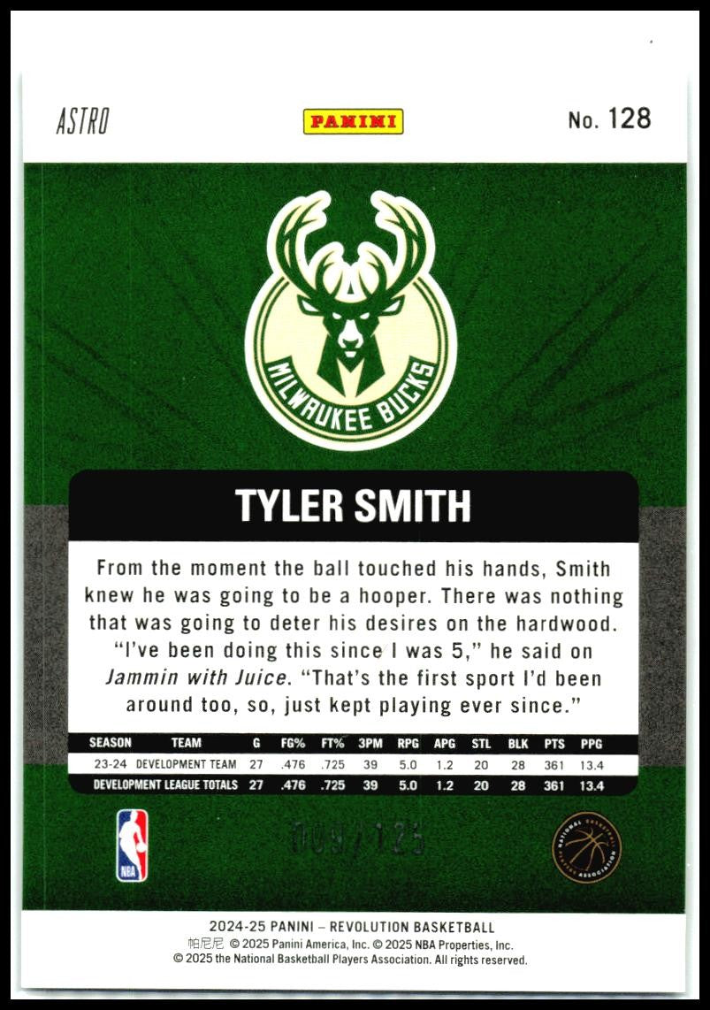 2024-25 Panini Revolution Green Astro #128 Tyler Smith Rookie Bucks