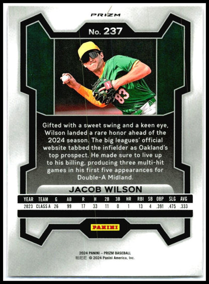 2024 Panini Prizm Pink Ice Prizms #237 Jacob Wilson Oakland Athletics