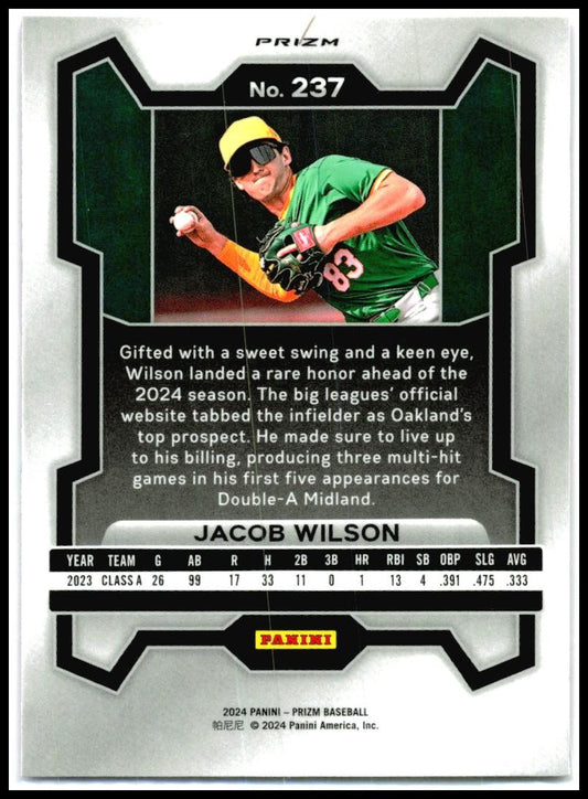 2024 Panini Prizm Pink Ice Prizms #237 Jacob Wilson Oakland Athletics
