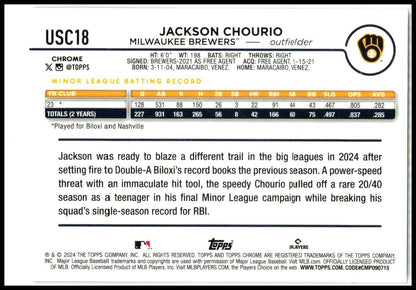 2024 Topps Chrome Update #USC18 Jackson Chourio Milwaukee Brewers