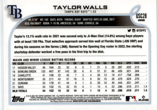 2022 Topps Update Purple #US108 Taylor Walls Tampa Bay Rays