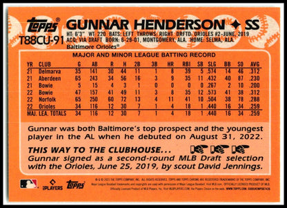2023 Topps Update 1988 Topps 35th Anniversary Chrome #T88CU-91 Gunnar Henderson