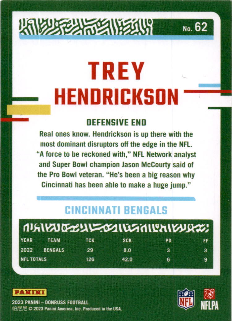 2023 Donruss #62 Trey Hendrickson Cincinnati Bengals