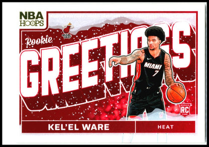 2024-25 Hoops Winter Rookie Greetings #2 Kel'el Ware Miami Heat