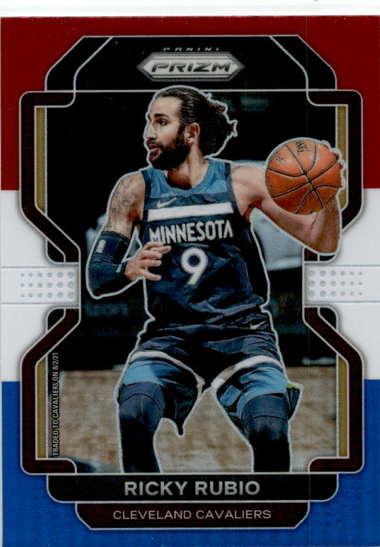 2021-22 Panini Prizm Red White and Blue #96 Ricky Rubio Cleveland Cavaliers