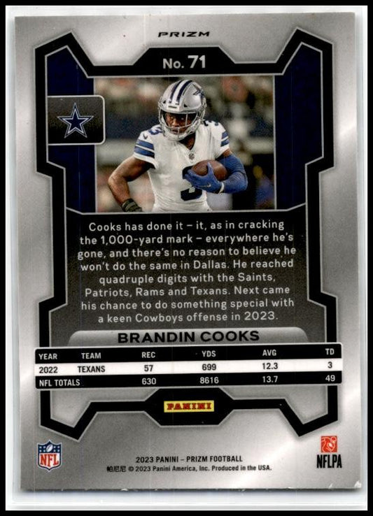2023 Panini Prizm Black and White Checker #71 Brandin Cooks Dallas Cowboys