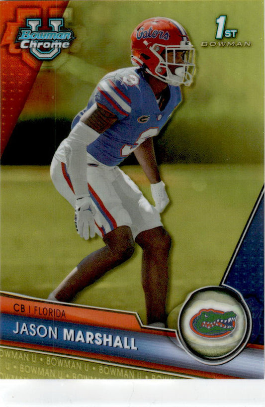 2023 Bowman University Chrome Yellow Refractor #18 Jason Marshall /75 Gators