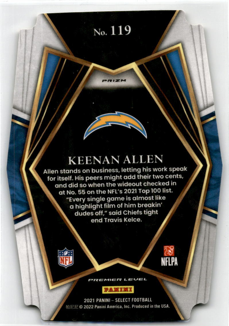 2021  Select Black and Gold Prizm Die Cut #119 Keenan Allen Los Angeles Chargers