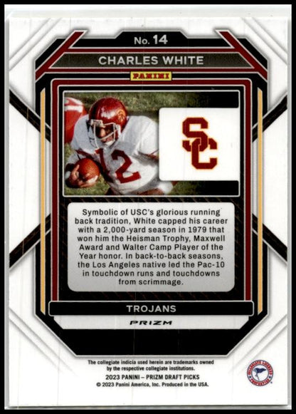 2023 Panini Prizm Draft Picks Prizms Gold Ice #14 Charles White USC Trojans