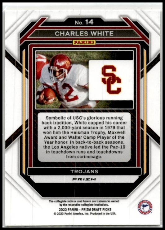 2023 Panini Prizm Draft Picks Prizms Gold Ice #14 Charles White USC Trojans