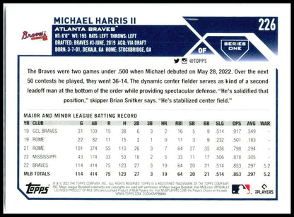 2023 Topps #226 Michael Harris II Rookie Atlanta Braves