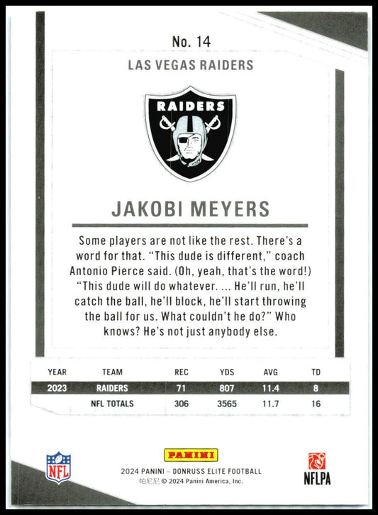 2024 Donruss Elite Status Explosion #14 Jakobi Meyers #/875 Las Vegas Raiders