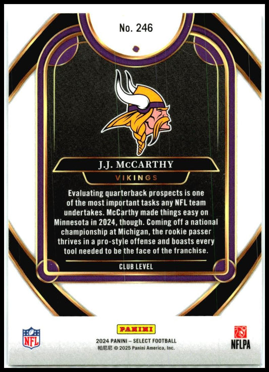 2024 Panini Select #246 J.J. McCarthy Rookie Minnesota Vikings