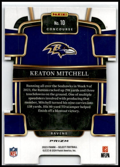 2023 Select Black and Red Prizms Die Cuts #10 Keaton Mitchell Rookie Ravens