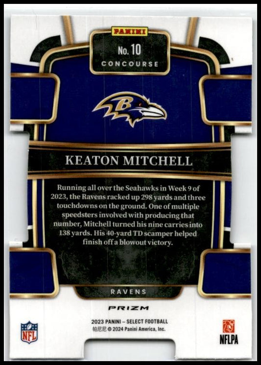 2023 Select Black and Red Prizms Die Cuts #10 Keaton Mitchell Rookie Ravens