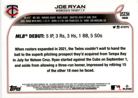2022 Topps Chrome Update Purple Refractor #USC94 Joe Ryan Minnesota Twins