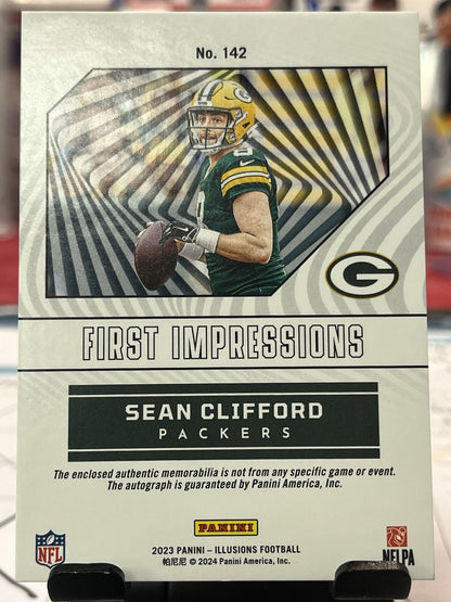 2023 ILLUSIONS FIRST IMPRESSIONS #142 SEAN CLIFFORD Patch Auto #/199 PACKERS