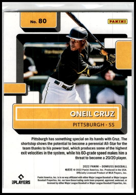 2022 Donruss #80 Oneil Cruz Rookie Pittsburgh Pirates