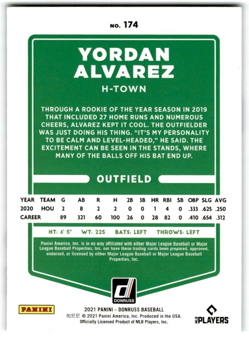 2021 Donruss Liberty Variation Yordan Alvarez Rookie Houston Astros #174