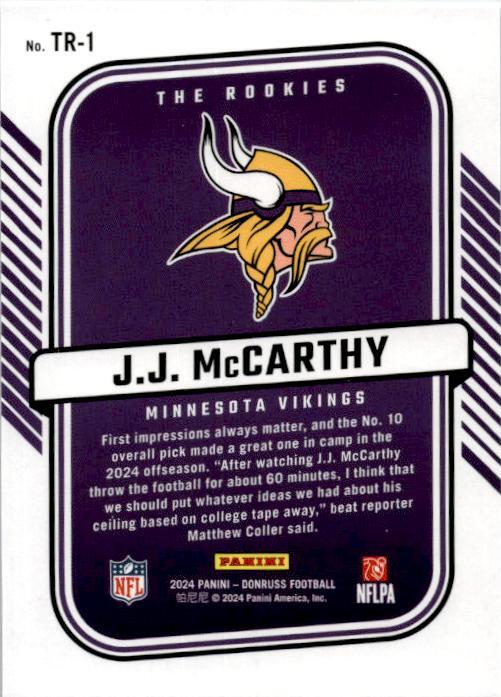 2024 Donruss The Rookies #TR-1 J.J. McCarthy Minnesota Vikings