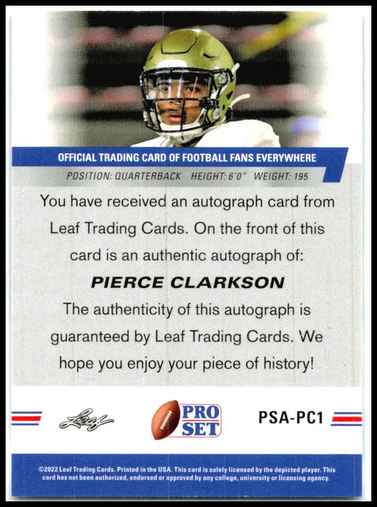 2022 Leaf Draft Autographs #BA-PC1 Pierce Clarkson Auto Louisville Cardinals