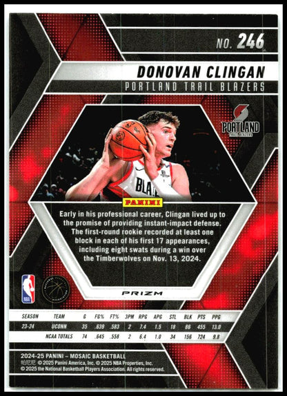 2024-25 Panini Mosaic - Base Mosaic #246 Donovan Clingan Rookie Blazers