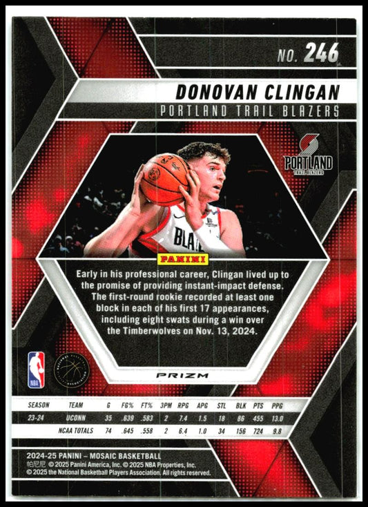 2024-25 Panini Mosaic - Base Mosaic #246 Donovan Clingan Rookie Blazers