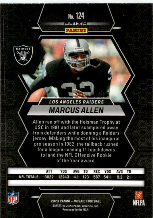 2023 Panini Mosaic Green #124 Marcus Allen Los Angeles Raiders