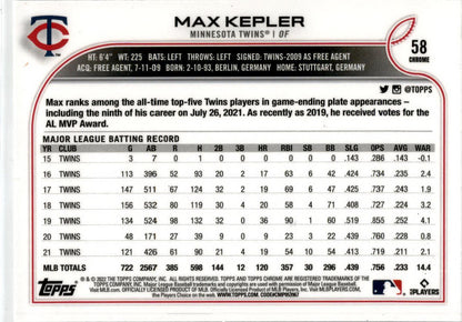 2022 Topps Chrome Sepia #58 Max Kepler Twins