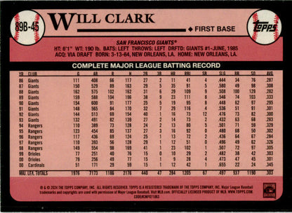 2024 Topps #89B-45 Will Clark San Francisco Giants