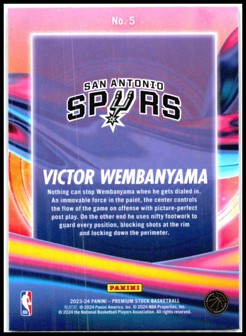 2023-24 Hoops Premium Stock Anti Gravity #5 Victor Wembanyama San Antonio Spurs