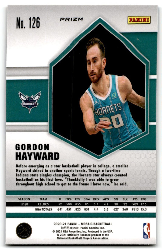 2020-21 Panini Mosaic Reactive Orange Prizm Gordon Hayward Charlotte Hornets