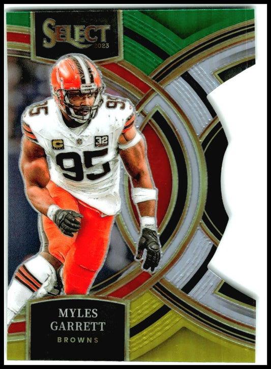 2023 Panini Select Green and Yellow Prizms Die Cuts #152 Myles Garrett Browns
